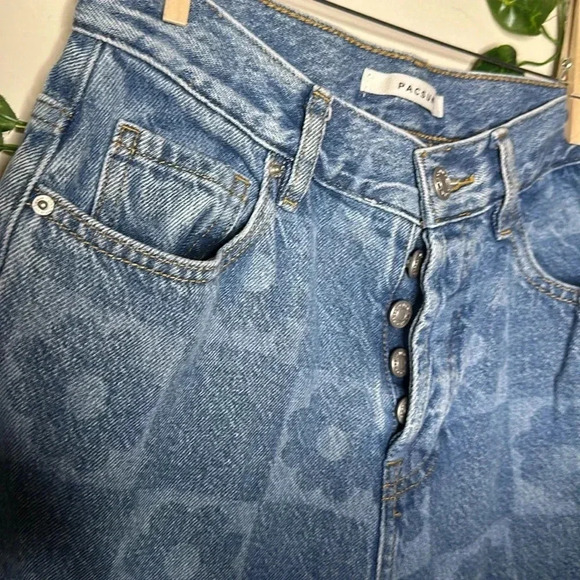 Pacsun Eco Flower Printed High Rise Straight Semi Wide Leg Jeans - Picture 6 of 8